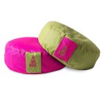 Pink + zöld kifordítható huzat kerek jógapárnához